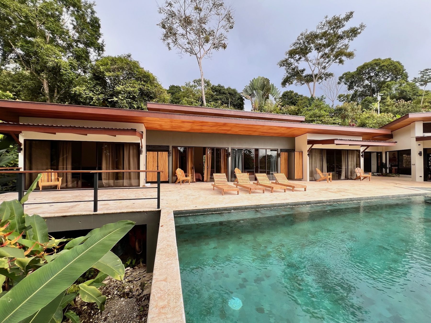 Infinity pool with the villa and jungle behind