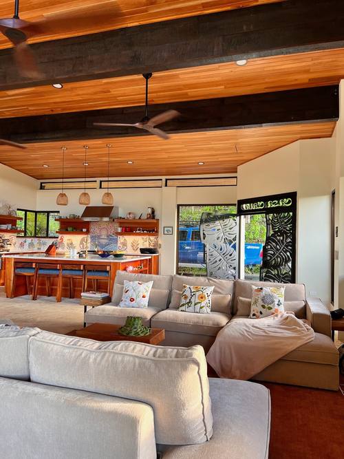 Great room and dining beyond